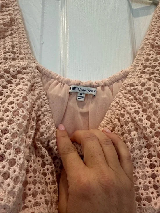 Rebecca Minkoff Off-Shoulder Eyelet Ruffle Top - Pale Blush - Picture 3 of 3